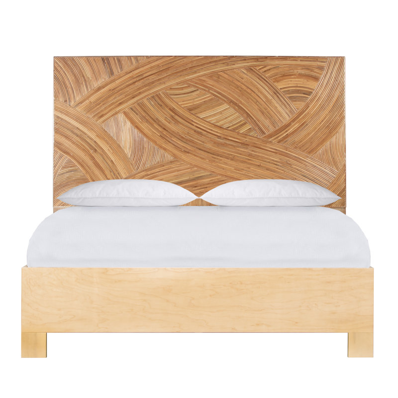 Swirl Rattan Queen Platform Bed, Natural, King