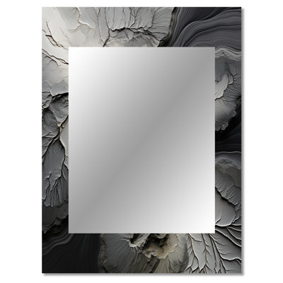 Shattered Grey Stone Geode Minimalism - Stone Geode Decorative Wall Mirror, Traditional Large Mirror, Printed Metal Art