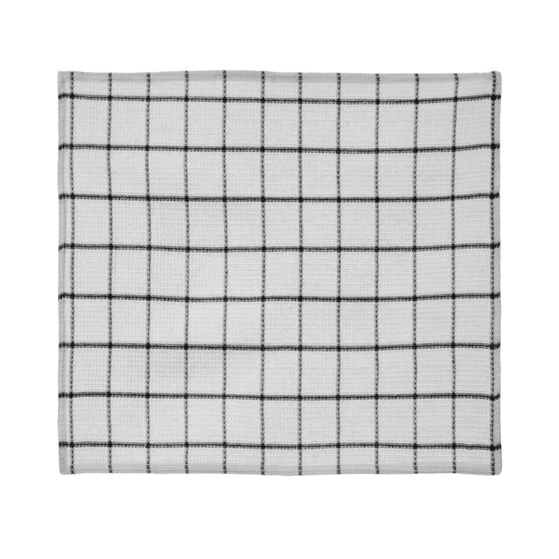 Cotton Plaid Waffle Dish Cloth Kitchen Towel, Black