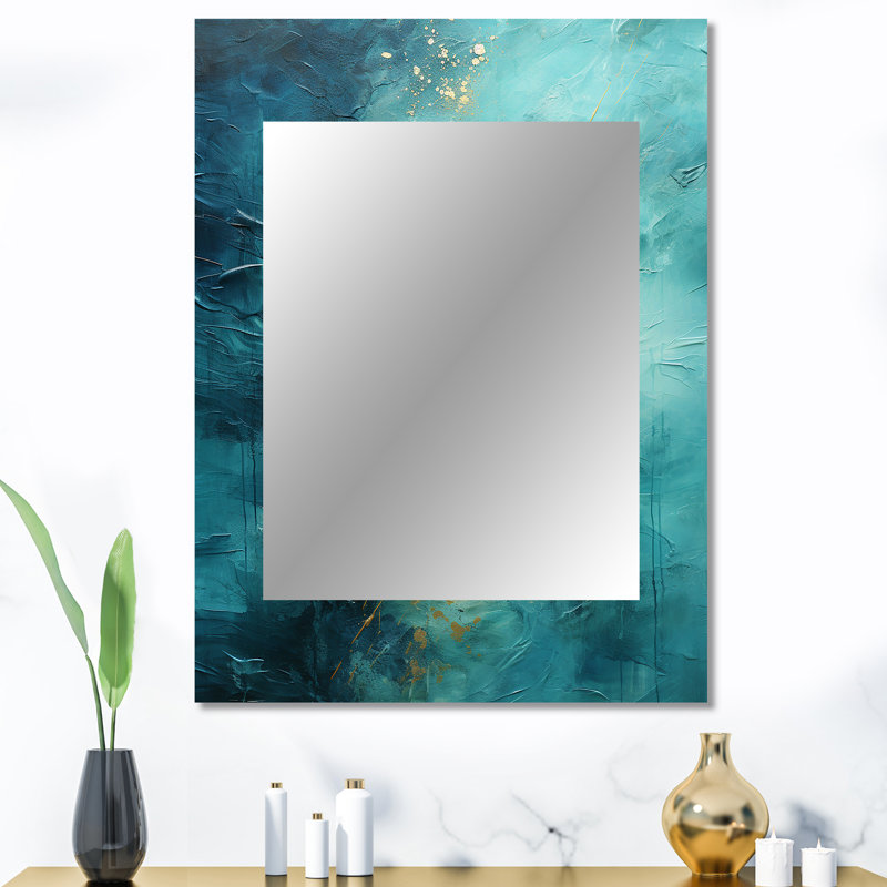 Turquoise Tranquility I - Landscapes Wall Mirror, Modern Decorative Mirror, Printed Metal Art, 40" x 30"