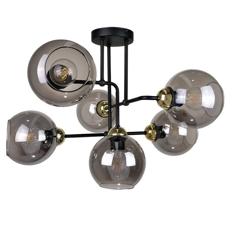Chillicothe Glass Semi Flush Mount, Black/Gold