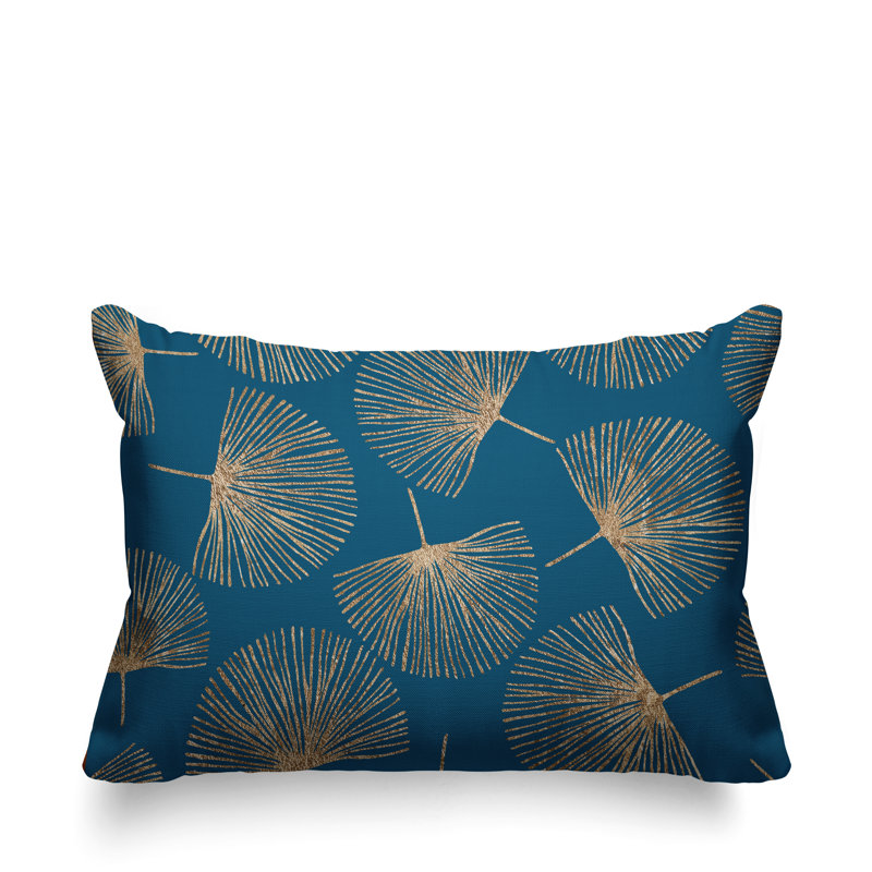 Coussin lombaire intérieur / extérieur Joba Dandilion, Turquoise / or