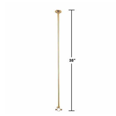 Solid Brass Ceiling Brace for Shower Surround 38" Length 1 1/8" Diameter Rod with Mounting Flange and Clamp