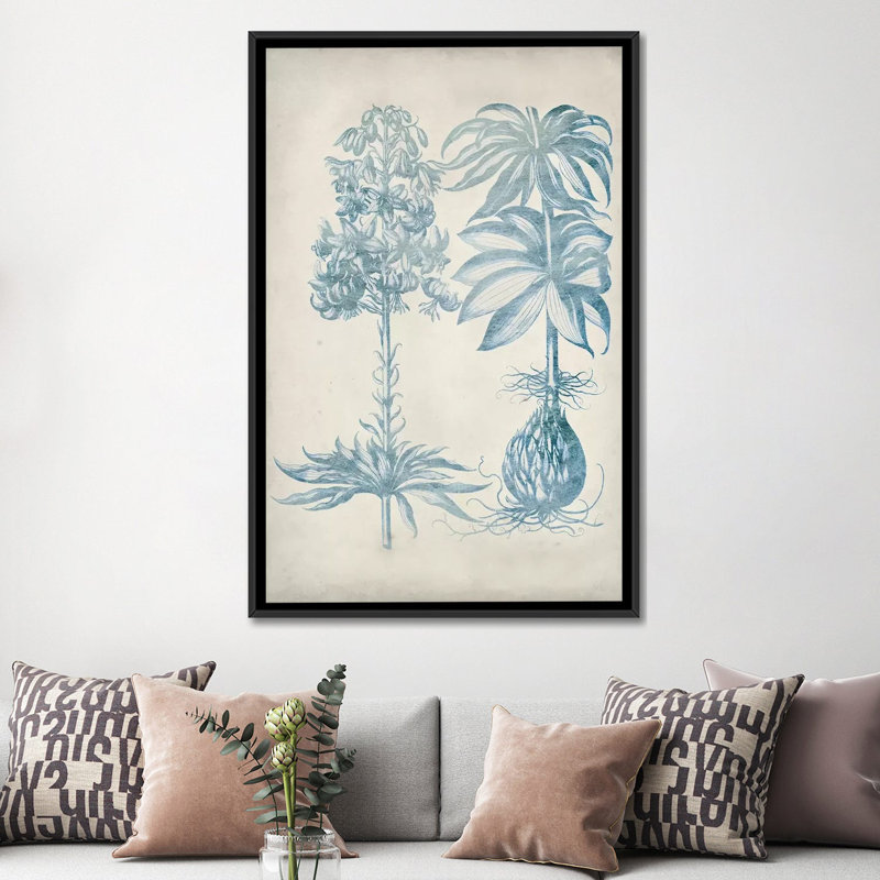 «Blue Fresco Floral I», impression sur toile, H 60 po x l 40po x P 1,5 po, Toile tendue