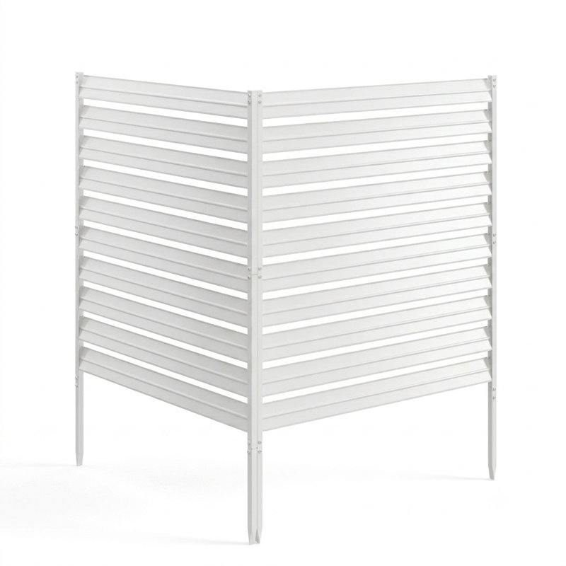 Écran d'intimité en métal pour climatiseur - clôture à 2 panneaux en métal blanc à persiennes pour climatiseurs, poubelles et pompes de piscine, l 38 po x H 48 po