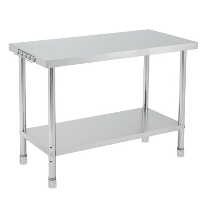 Stainless Steel Prep Work Table 60 x 24 x 35 Inch, Commercial Heavy Duty Workstation with Adjustable Undershelf for Restaurant Kitchen, Food Truck, and Outdoor Pizza Oven Stand