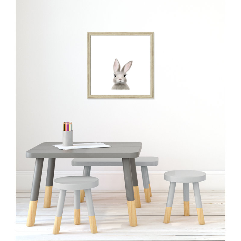 Art encadré en lapins forestières, H 24,5 po x l 24,5 po x P 0,63 po, Beige Flat Framed