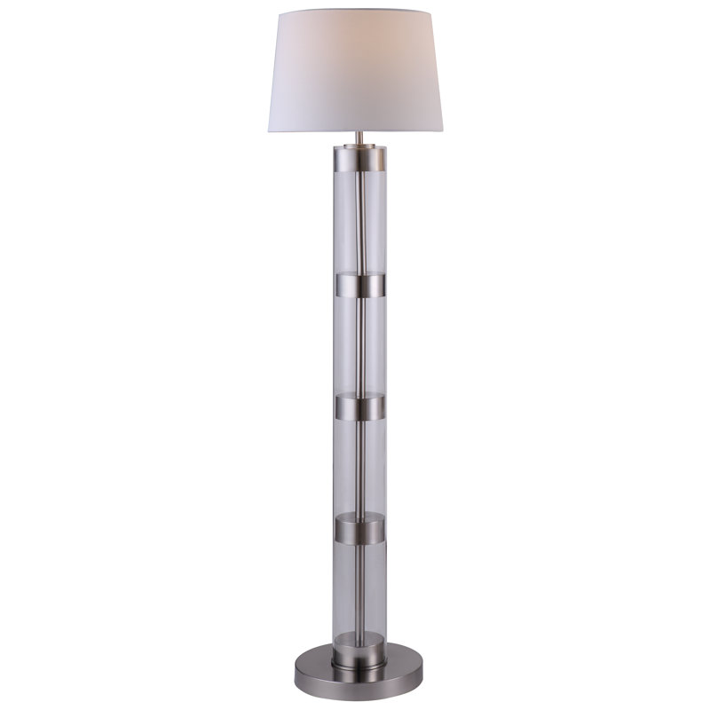 Lampe sur pied 58 po Twinar, Nickel satiné