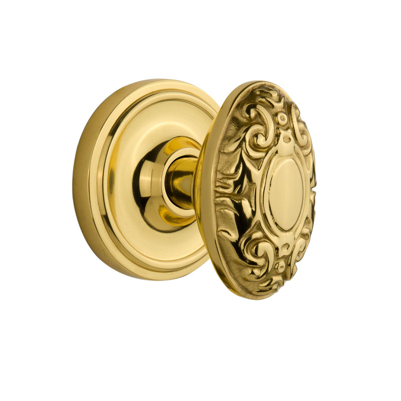 Classic Rosette with Victorian Door Knob, Unlacquered Brass