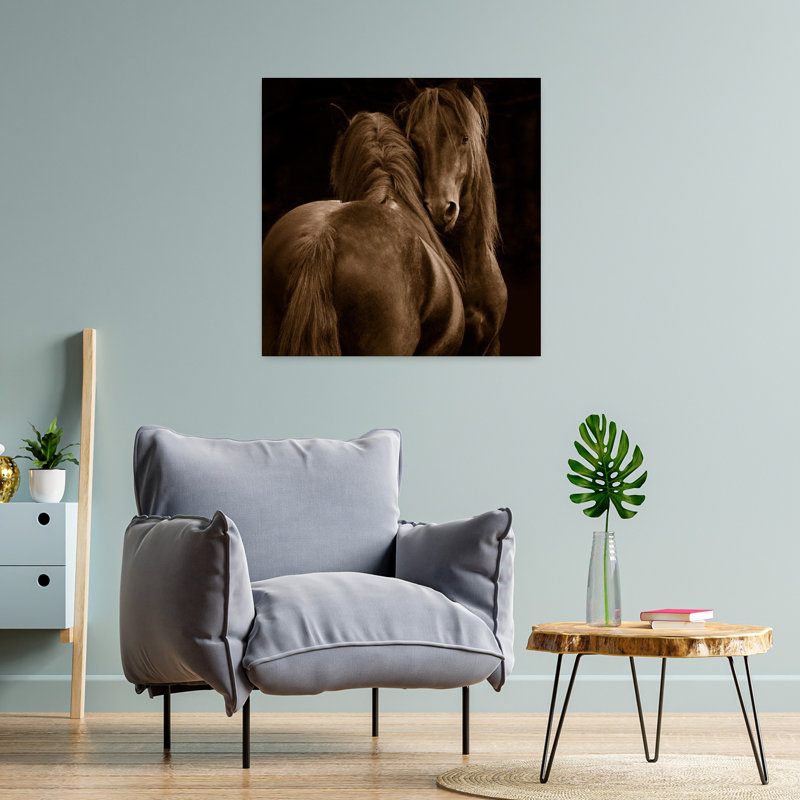 Art animalier, tendresse et cheval, H 24 po x l 24 po