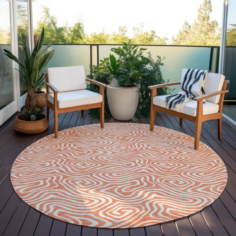  Machine Washable Indoor/Outdoor Chayden ACN1030 Rug, Round 8'