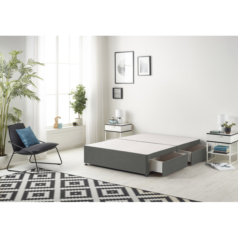 Dennishia Coilsprung Divan Bed Set, Double (4'6), Grey, 1 Drawer