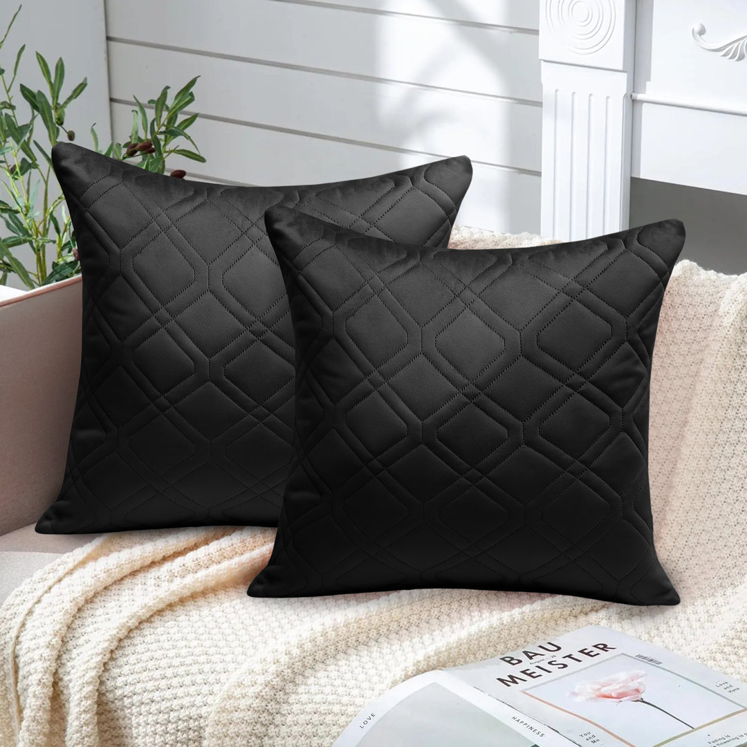 Diamond Pattern Velvet Cushion Covers, Set of 2 – Textured Plush Scatter Pillow Covers for Sofa, Bed & Living Room