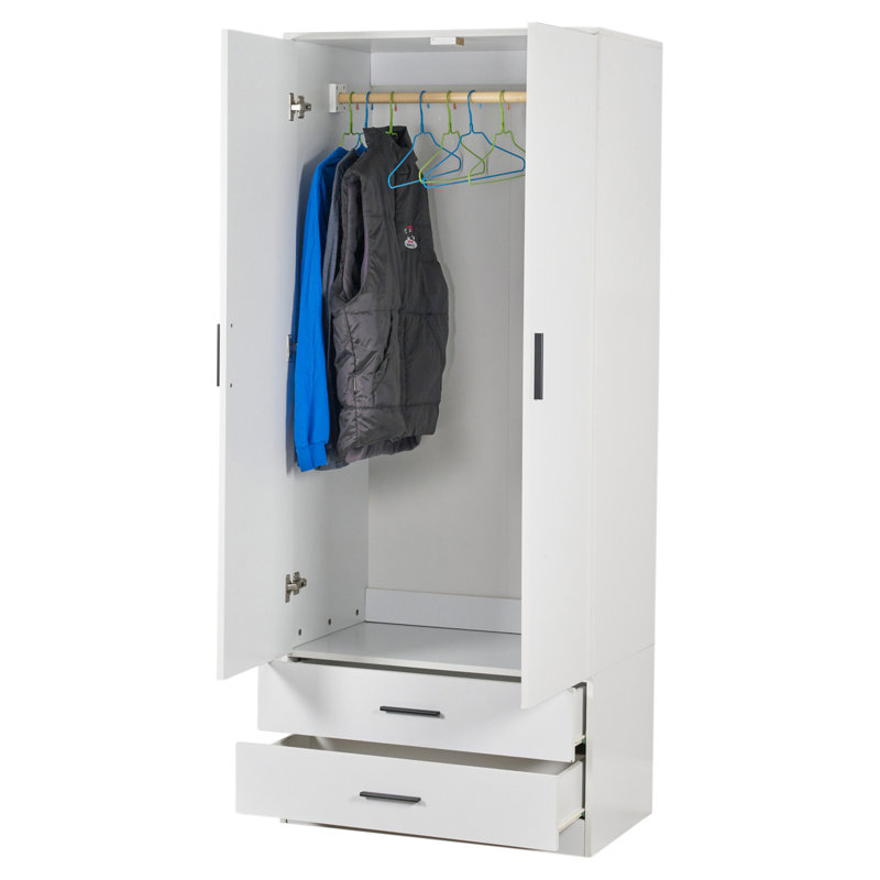 Gianpietro 2 Door Manufactured Wood Wardrobe, White