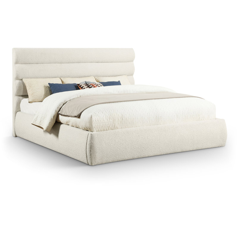Adam Boucle Fabric Bed, King, Cream Boucle Fabric