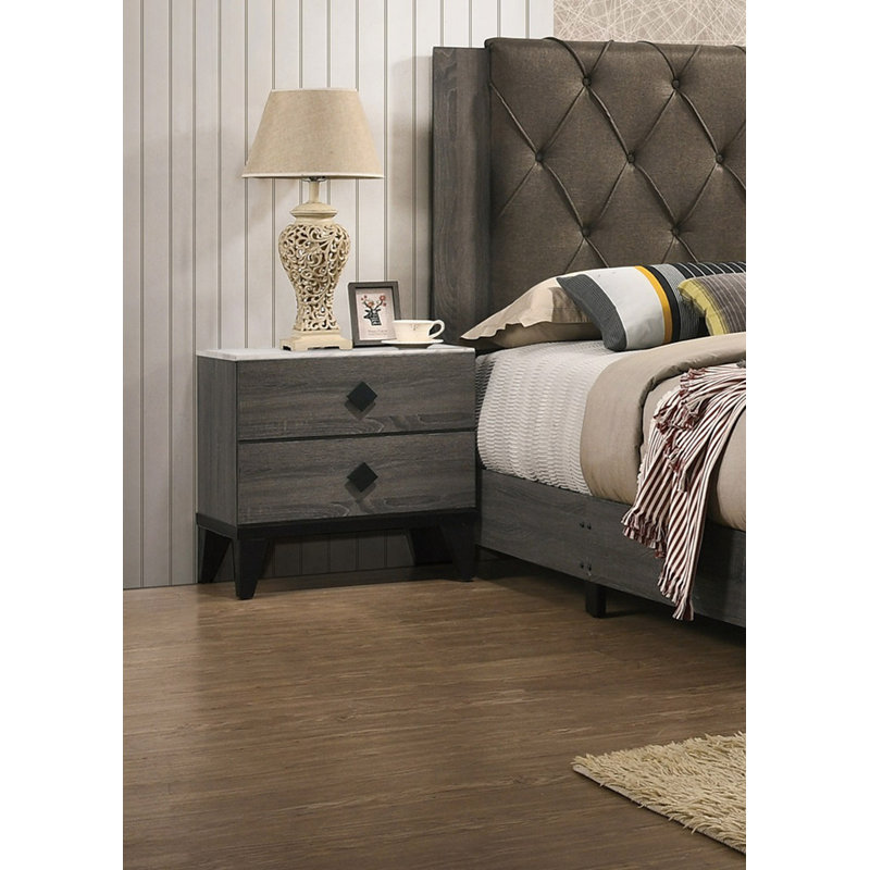 Table de chevet, contreplaqué, Gris