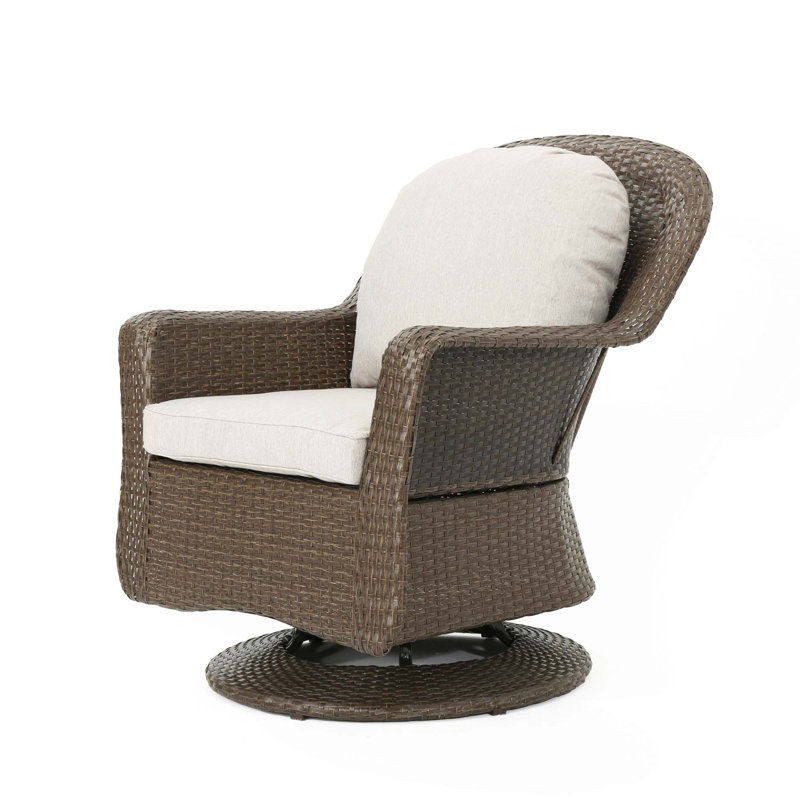 Fauteuil club pivotant, Tissu beige, Brun