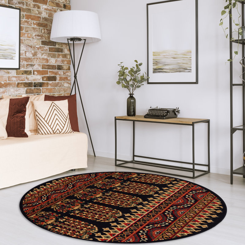 Albata Contemporary 100% Polypropylene Abstract Floral Power-Loomed Indoor Area Rug, Round 5'