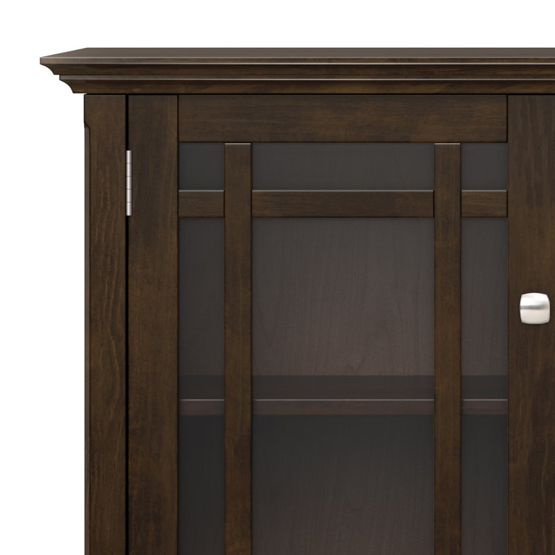 Bedford Dark Tobacco Brown Solid Wood Storage Cabinet with Glass Doors