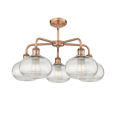 Larrick 5 - Light Steel Dimmable Round / Oval Chandelier