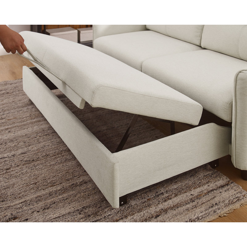Canapé-lit ferme avec accoudoirs convertibles 3 en 1, Tissu beige, H 37,5 po x l 74,5 po x P 37,5 po