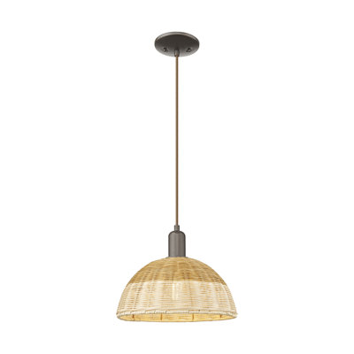Cidalino - Mini-luminaire suspendu 1 lumière avec abat-jour tressé - Abat-jour