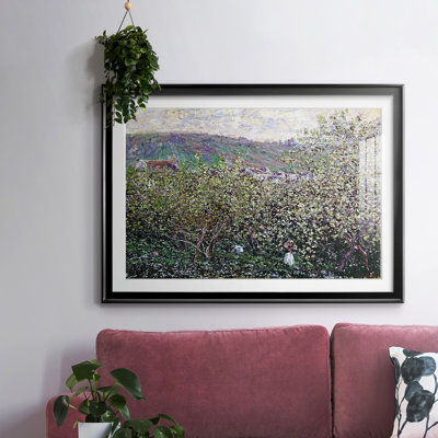 Vetheuil, floraison de pruniers, 1879, reproduction d'art encadrée