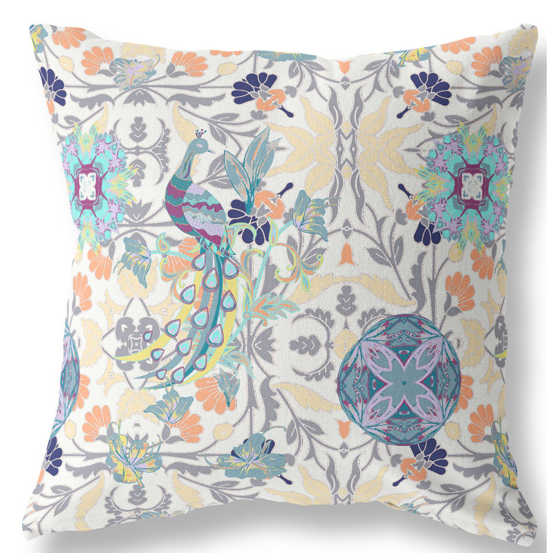 Amaretto Reversible Throw Pillow, 20"x20", White/Gray