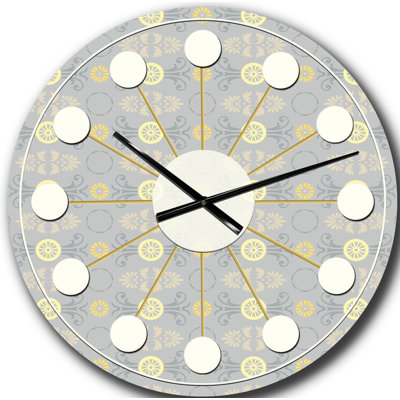 Golden Cornflower Pattern - Mid-Century Modern wall clock