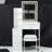 29.2" Small Size Left Bedside Cabinet LED Mirror Vanity Table + Cushioned Stool, Large Sliding, Touch Control, 3-Color Switch, Brightness Adjust Mirror, High Capacity Storage, EPA, GCC, UL Certificate-1736048894