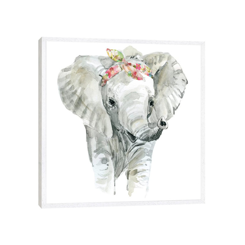 Savannah Elephant by Carol Robinson - Painting on Canvas, 66.04 cm H x 66.04 cm W, White Framed