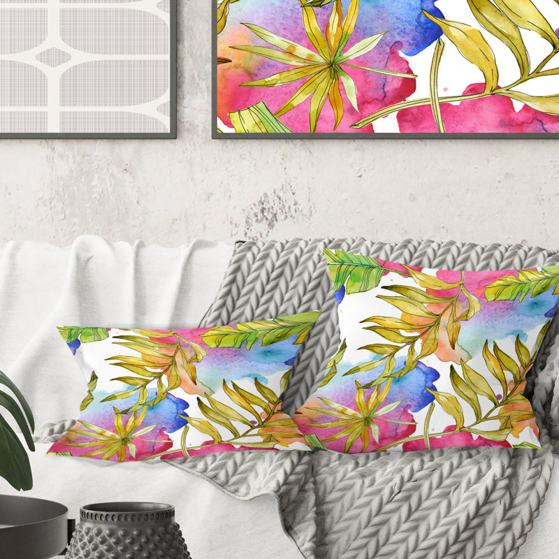 Coussin tropical imprimé tropical Mid-Century, 18 po x 18 po