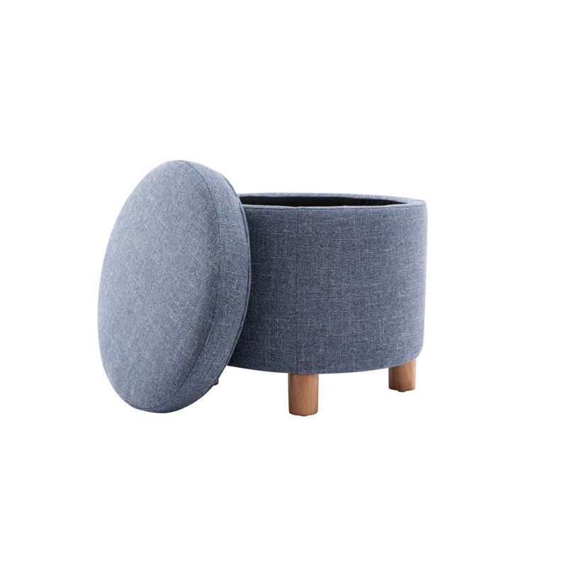Amoret Upholstered Ottoman, Blue Twill