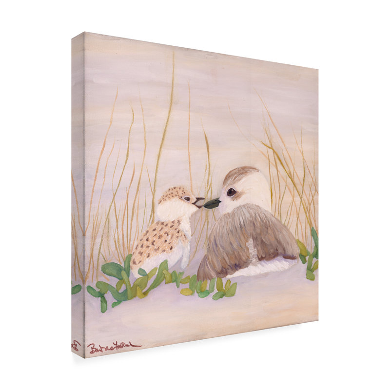 Art mural sur toile tendue - "Fally Plover & Chick" de Barbara Fallenbaum pour décoration de salon, de chambre à coucher ou de bureau - 24 x 24