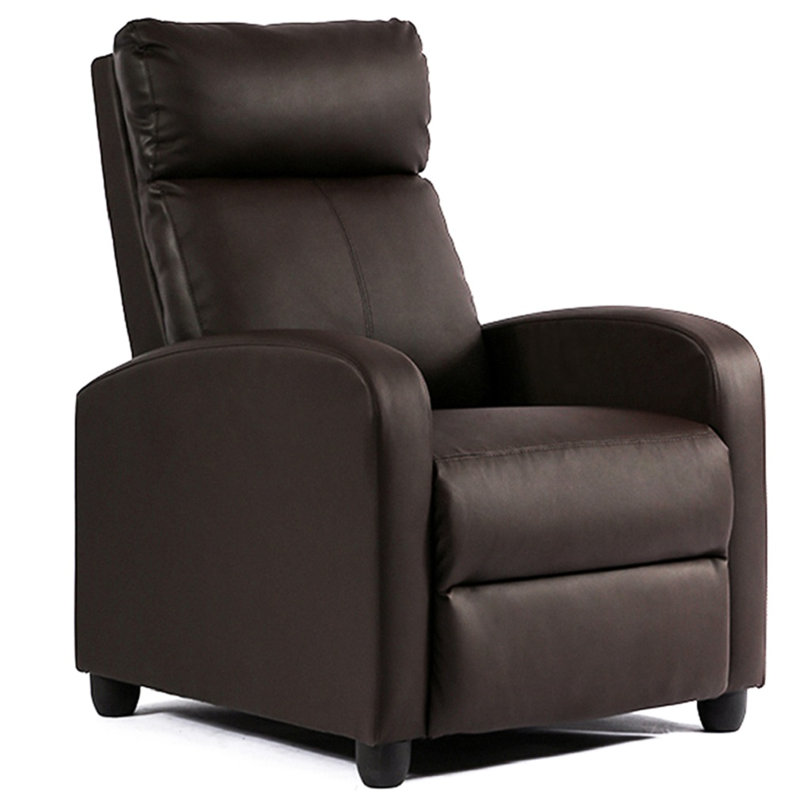 Recliner Chair Single Sofa Chair PU Leather Manual Reclining Lounge Modern Relaxing Recliner Chair Home Theater Sofa Furniture with Backrest, Push Back Armrest