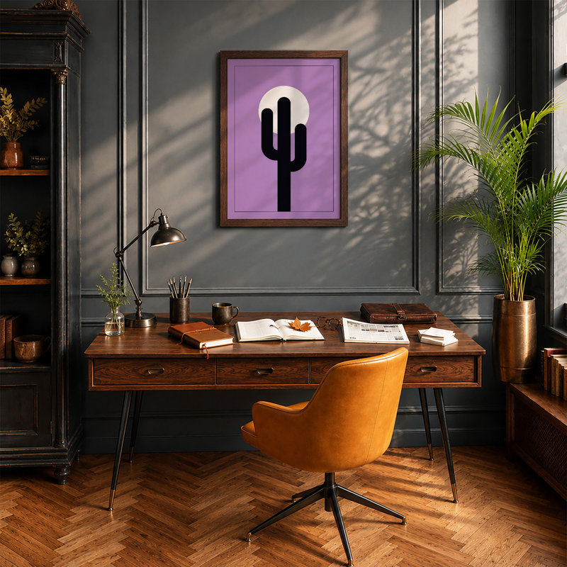 Desert Moon Minimalist - Framed Print, A2 - 59.4 x 42.0 cm, Walnut