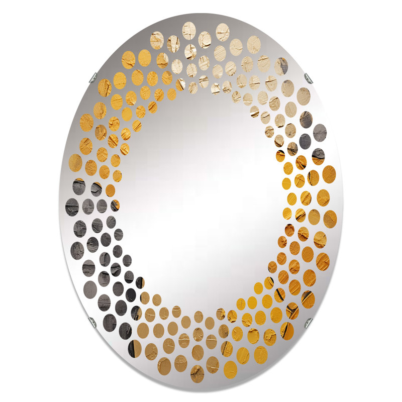 Minimalisme jaune Botanical Ceramics - Miroir mural à pois MIR107343 O, 35,4 po x 23,6 po