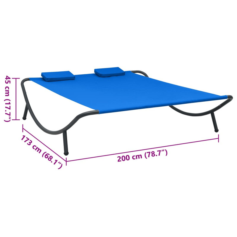 78.8" Long Single Chaise, Blue