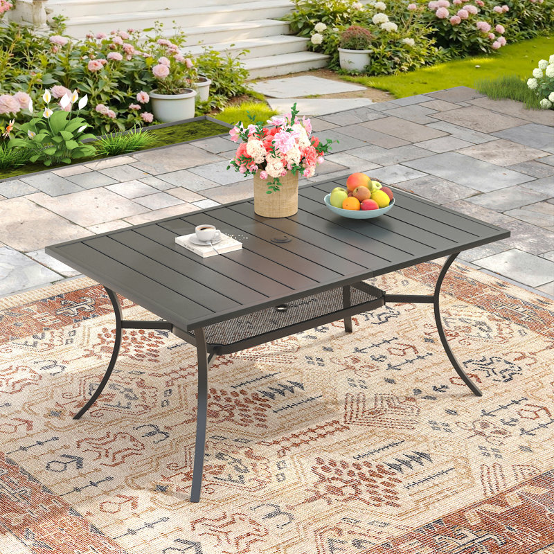 Kabbi Rectangular Steel Outdoor Dining Table Yes , 37.8 " W 59.2 " D
