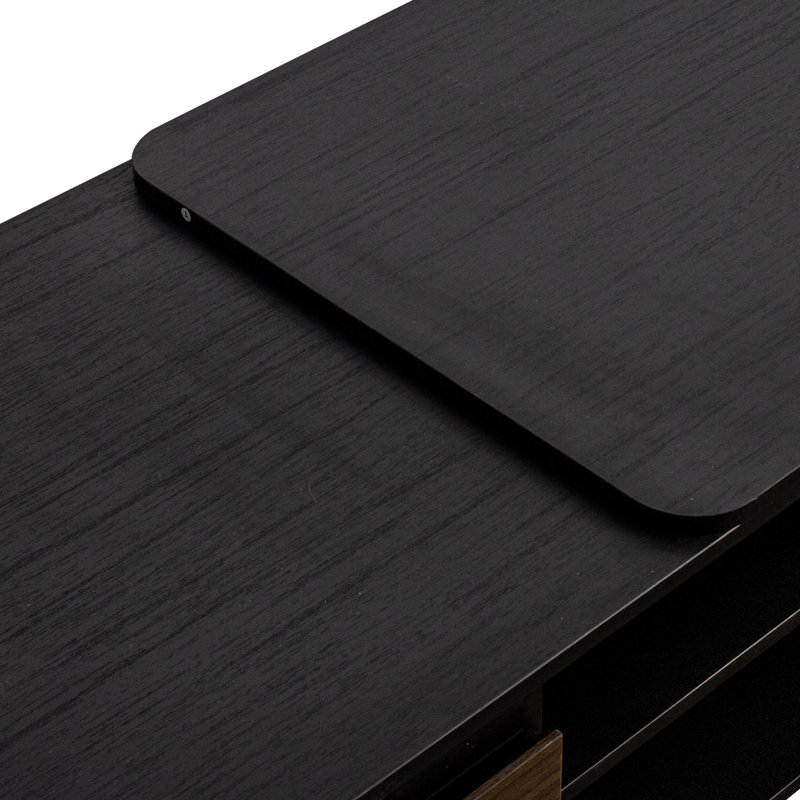 Austrinus Living Room Expandable Coffee Table - Black, 2 Drawers, Rectangular, Black For Area Storage Rectangular