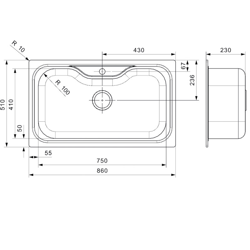 Jumbo Single Bowl Inset Kitchen Sink