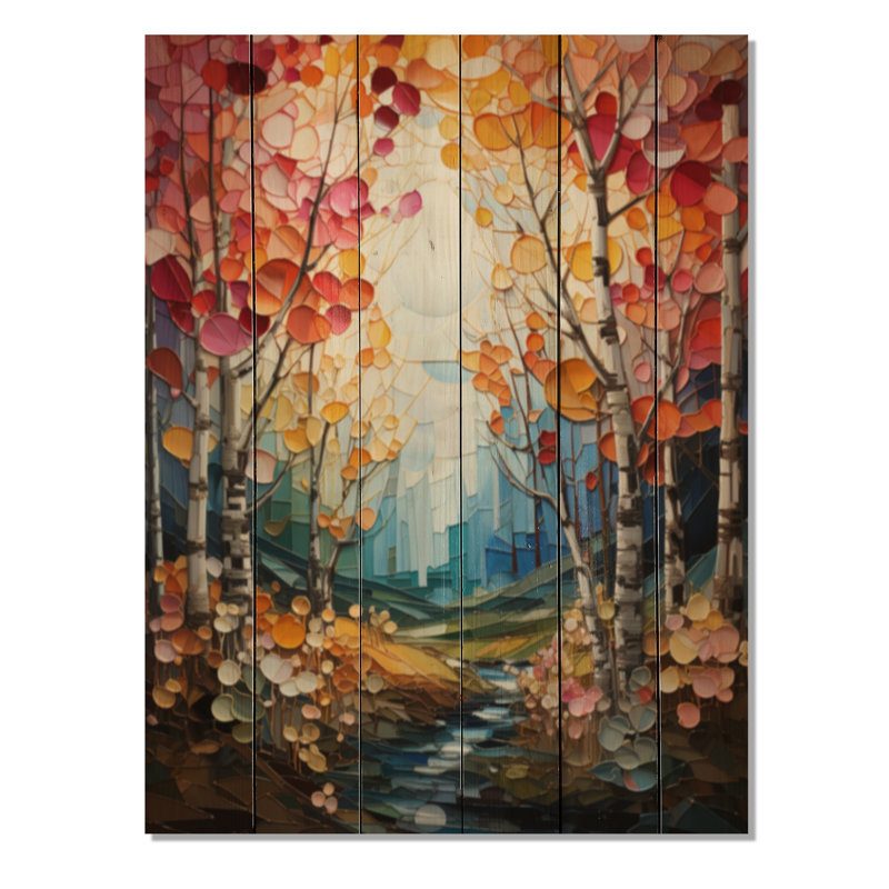 Birch Woods Autumn Harmony II sur impression sur bois, H 32 po x l 24 po x P 0,78 po