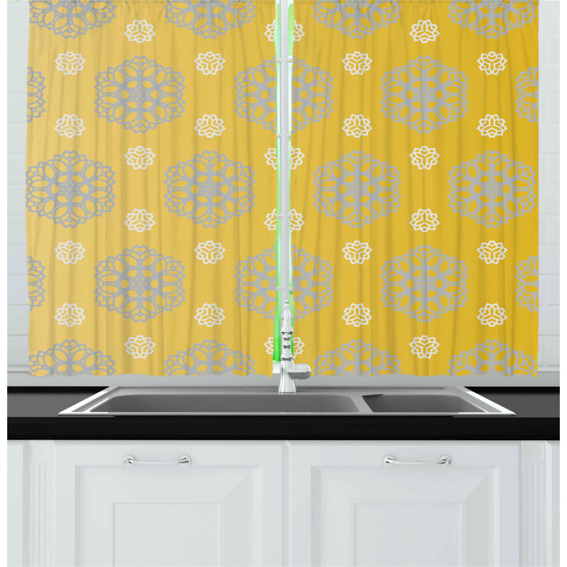 Floral Pointed Kitchen Curtain