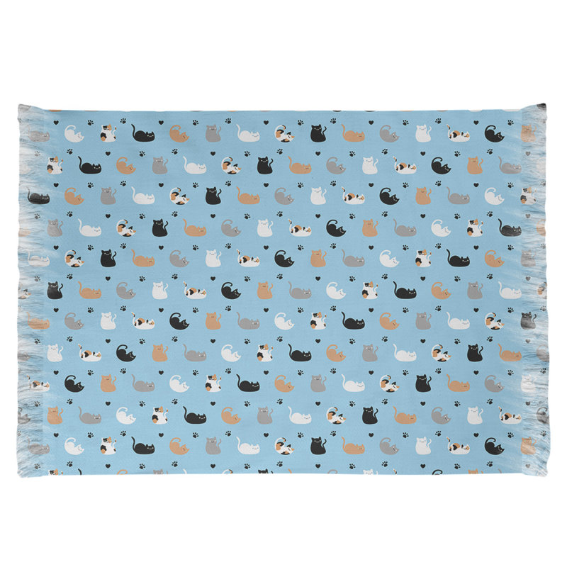 Tapis bleu à motif de chat Mcguigan, Non