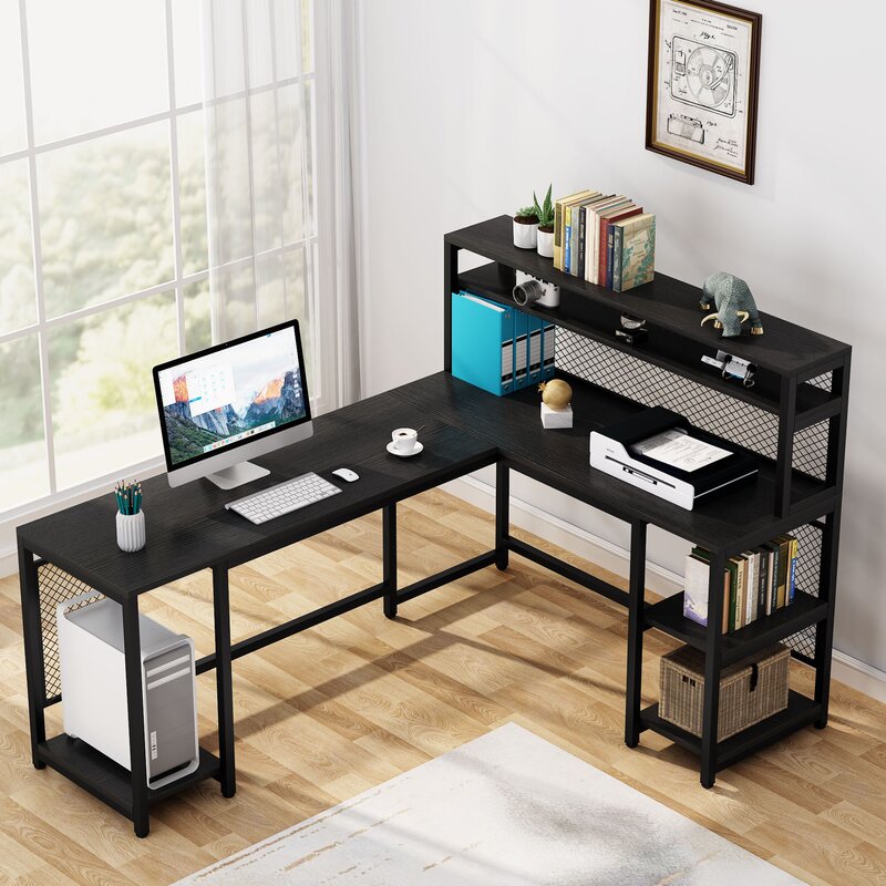 17 Stories Bodmin L-Shape Desk with Hutch & Reviews | Wayfair