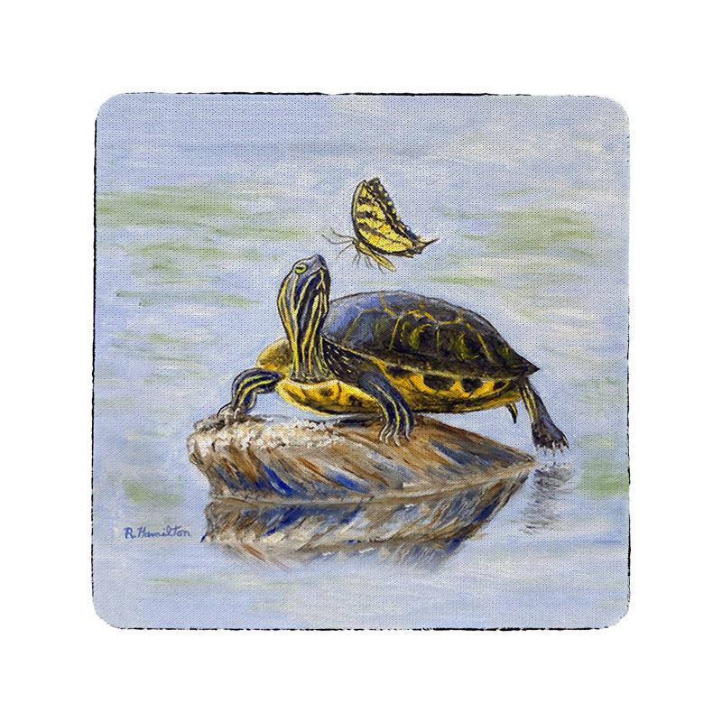 Sous-verre tortue et papillon