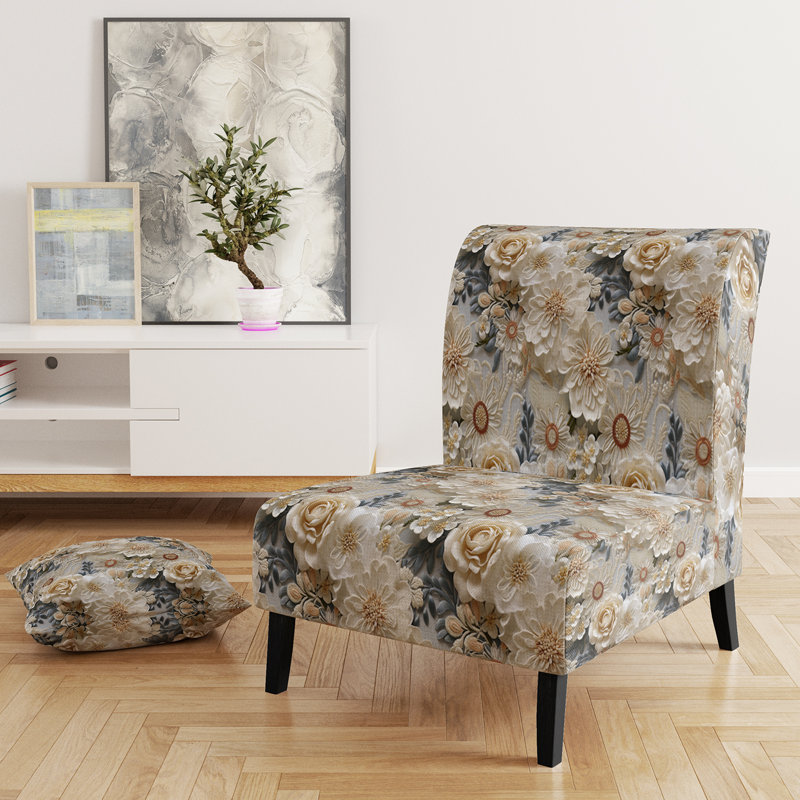 Rustic Victorian Brocade Victorian Motif - Chaise d'appoint de chalet rembourrée à motif floral