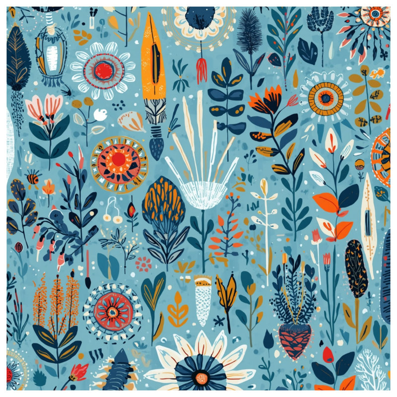 Coussins floraux à motif abstrait bleu, 26 x 26 inches