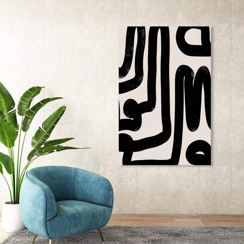 Modern Bold Brush Stroke Lines Print, Wrapped Canvas, 54" H x 36" W