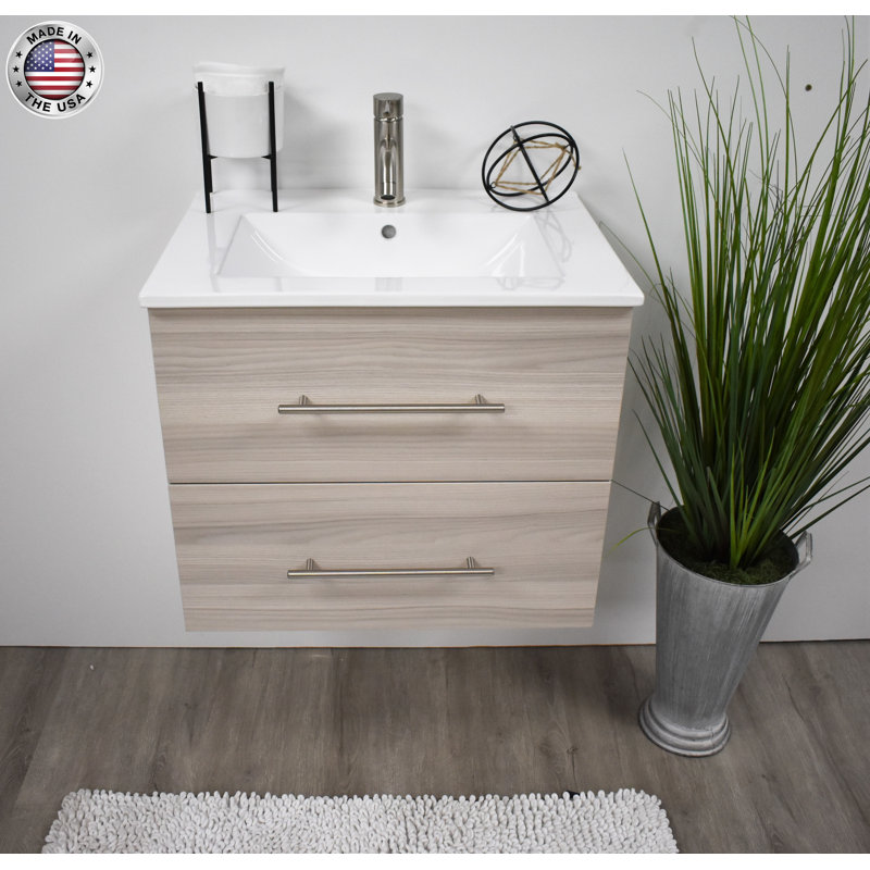 Ensemble de meuble-lavabo simple 24 po Abdirahman, Gris cendré